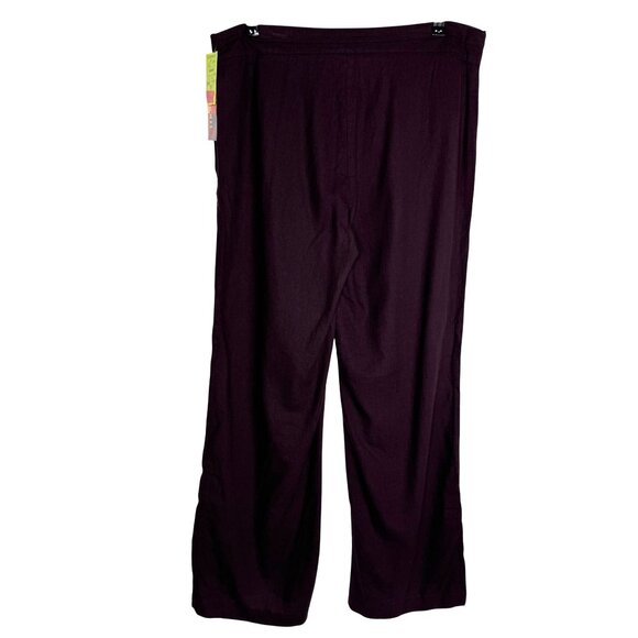 Easel‎ Linen Blend Plum Women's Sz 12 Straight Leg Pants Summer Work Pants - Picture 6 of 6